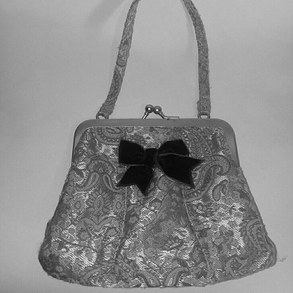 Silver with black bow small vintage gymboree purse